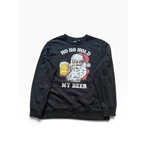 Mad Engine Ho Ho Hold My Beer Santa Christmas Sweatshirt XXL Ugly Sweater